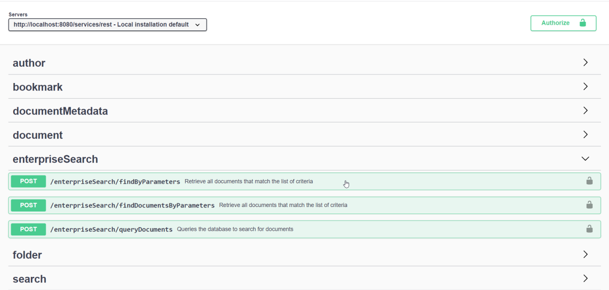 LogicalDOC 8.6 enterprise search REST API webservice methods