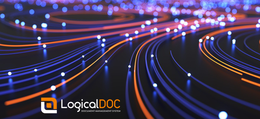 Abstract background of wires and glowing particles