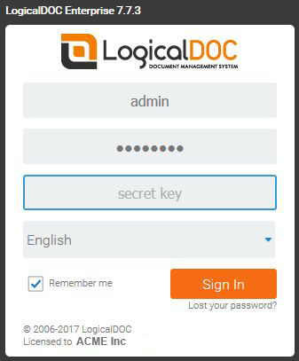 LogicalDOC login with 2FA