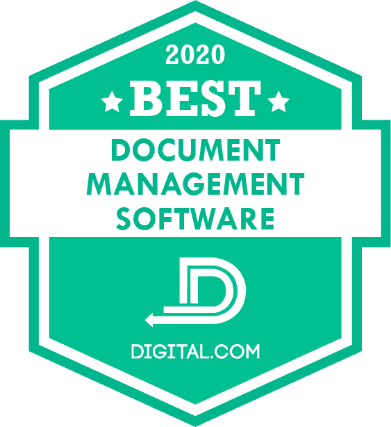 badge 2020 BEST DOCUMENT MANAGEMENT SOFTWARE by Digital.com
