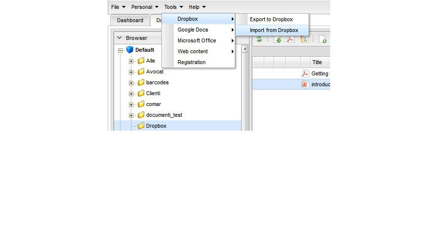 Import Files from Dropbox