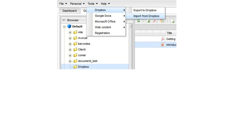 Import Files from Dropbox