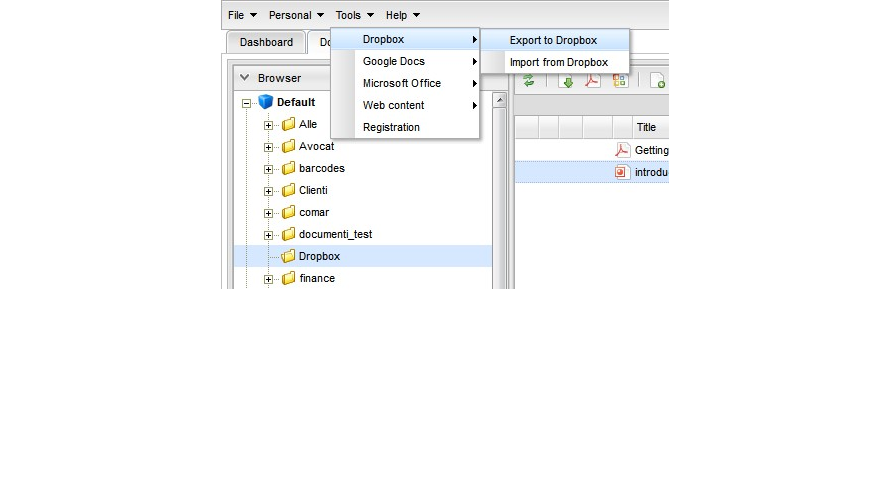 Export Documents to Dropbox