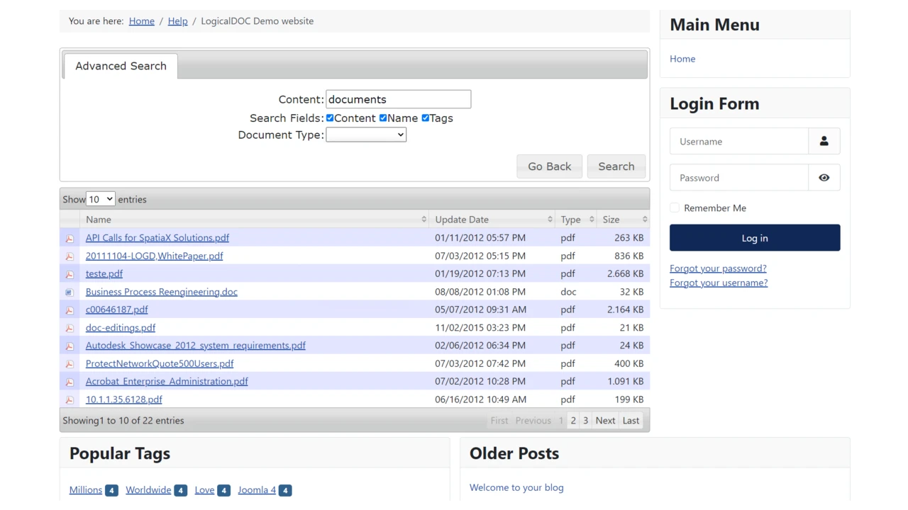 LogicalDOC Full-Text Search in Joomla