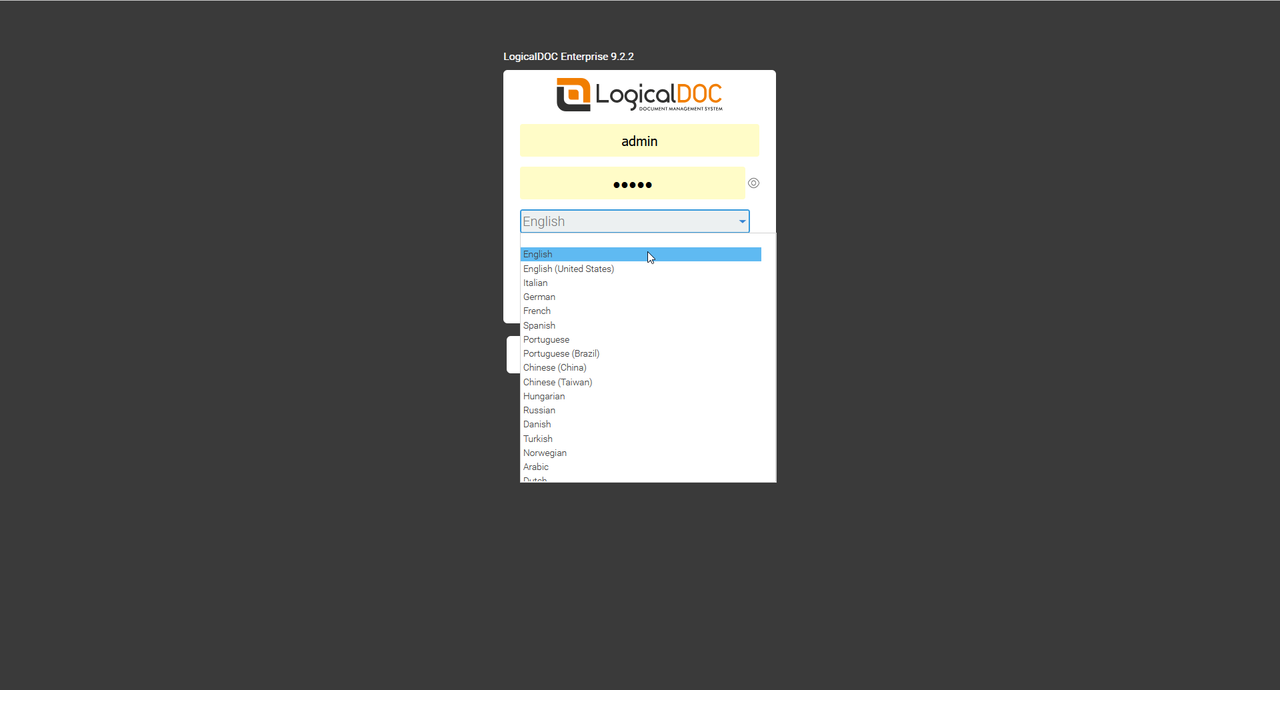 Login with Language Selection