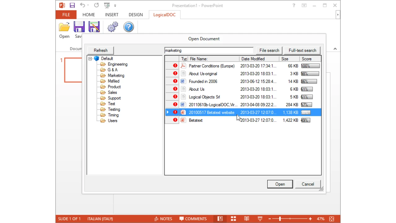 Full-text document search