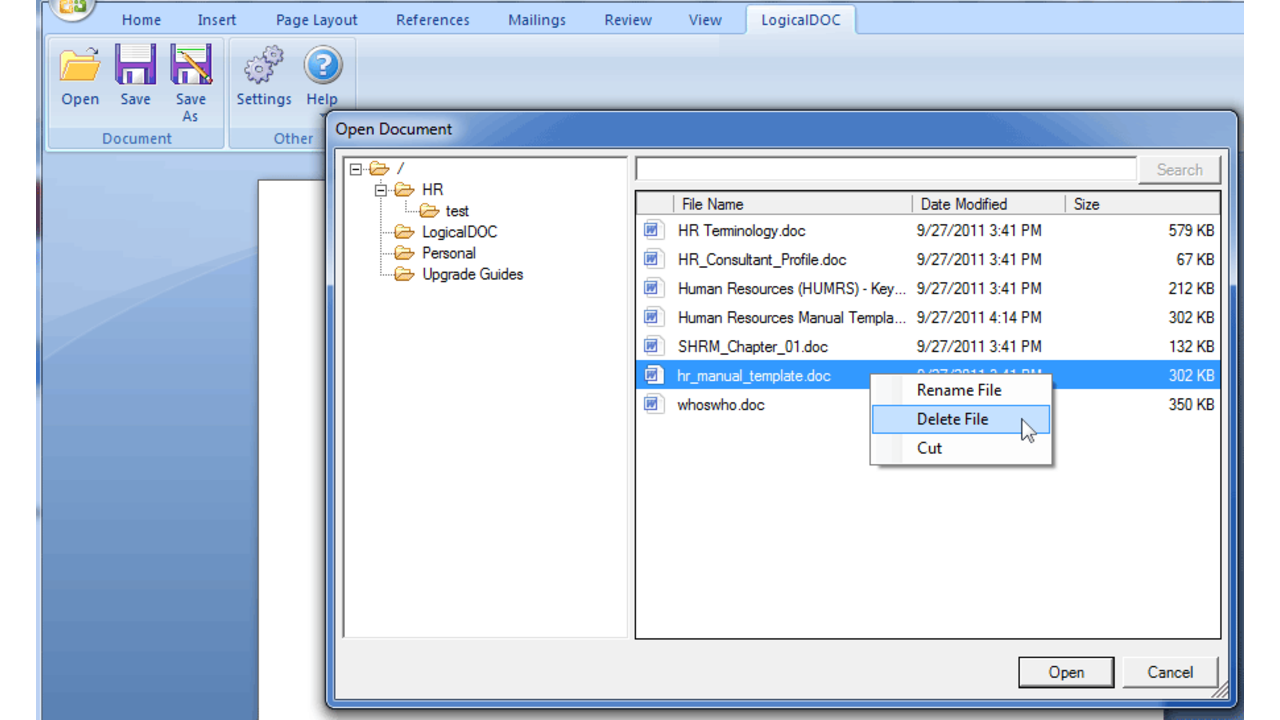 Manage repository documents