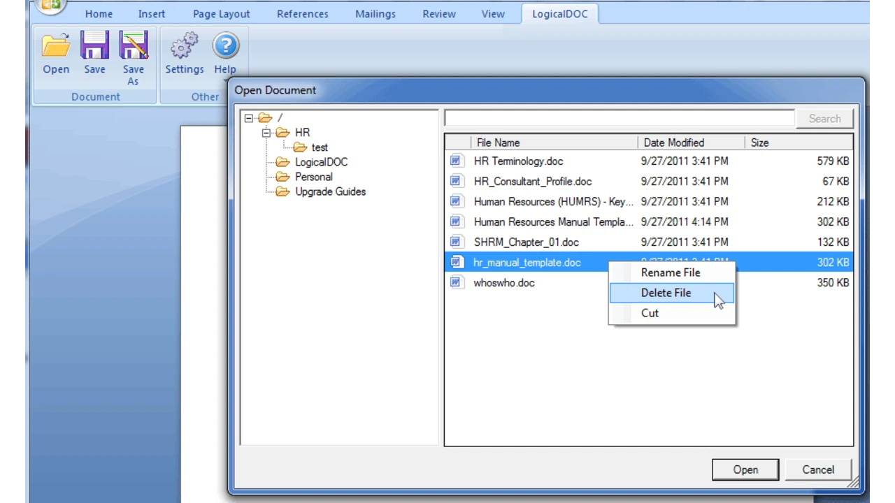 Manage repository documents