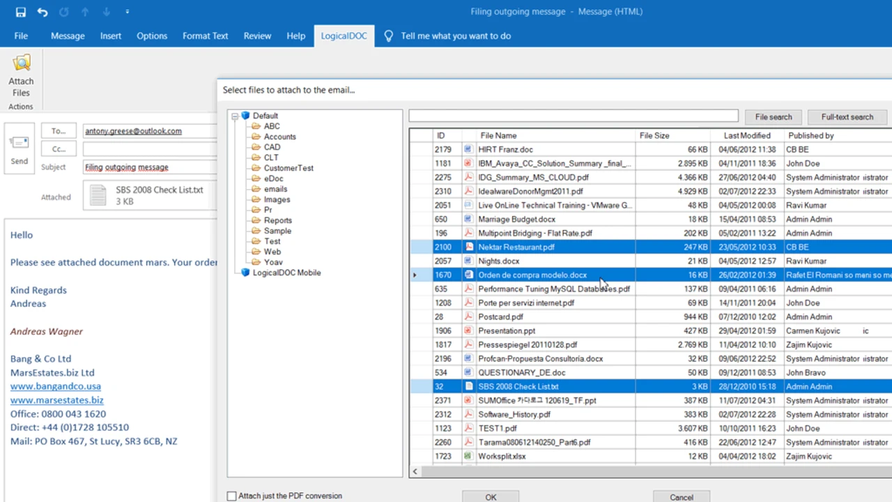Integration with Microsoft Outlook - LogicalDOC