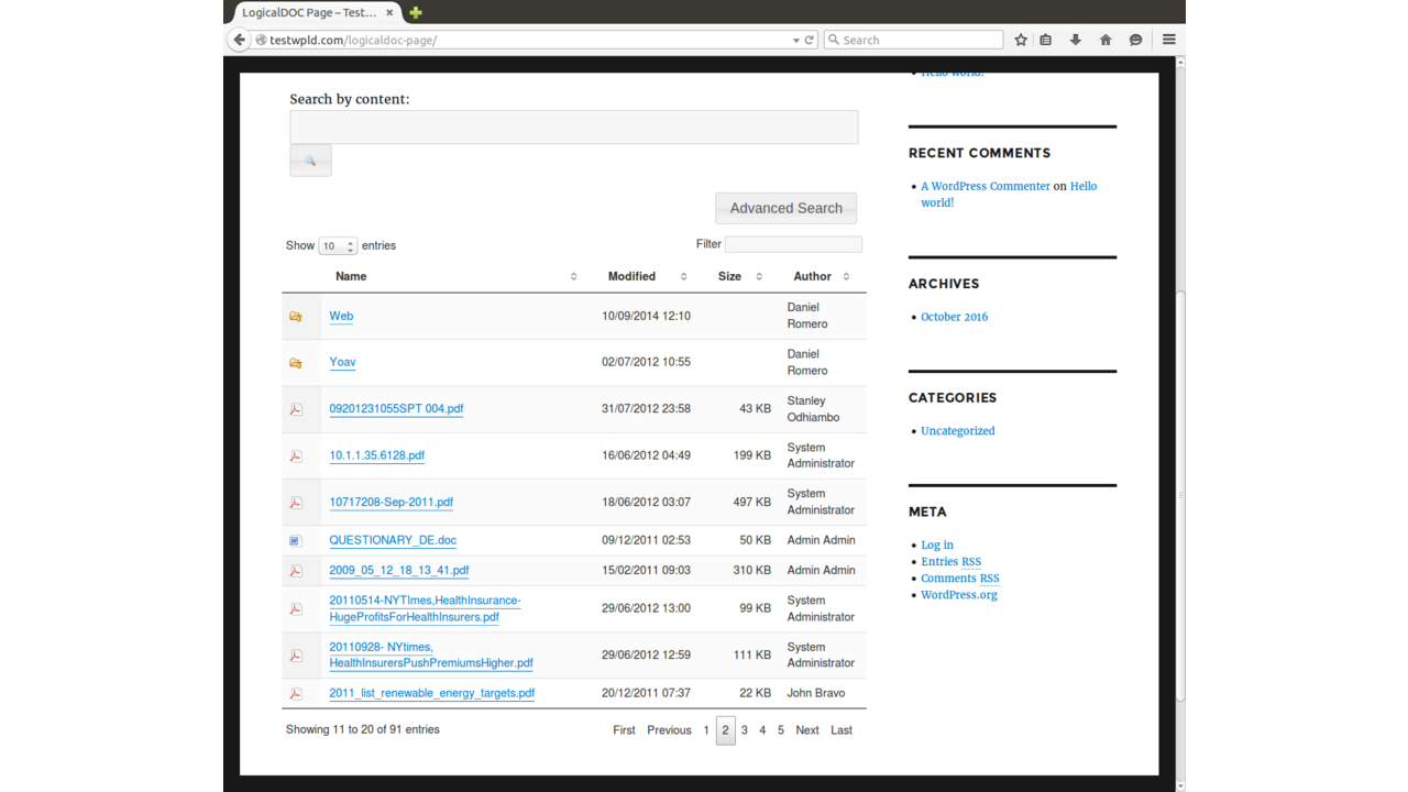 LogicalDOC Frontend Document Navigator for WordPress