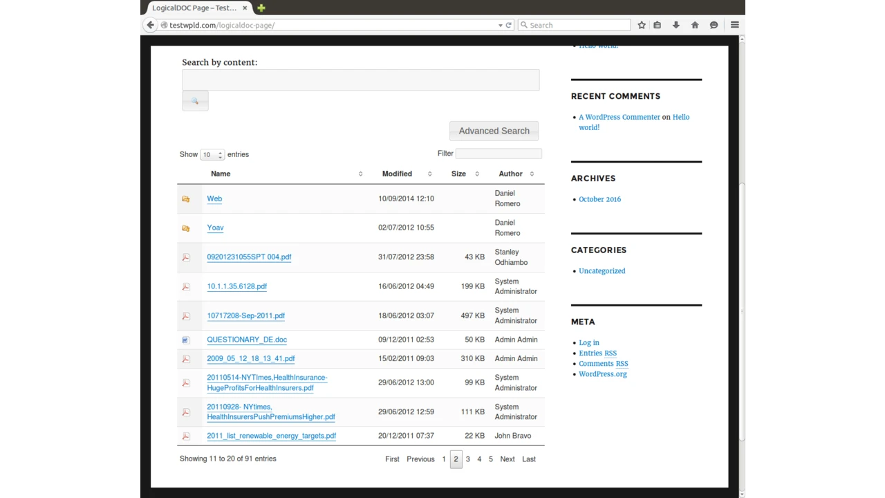 LogicalDOC Frontend Document Navigator for WordPress